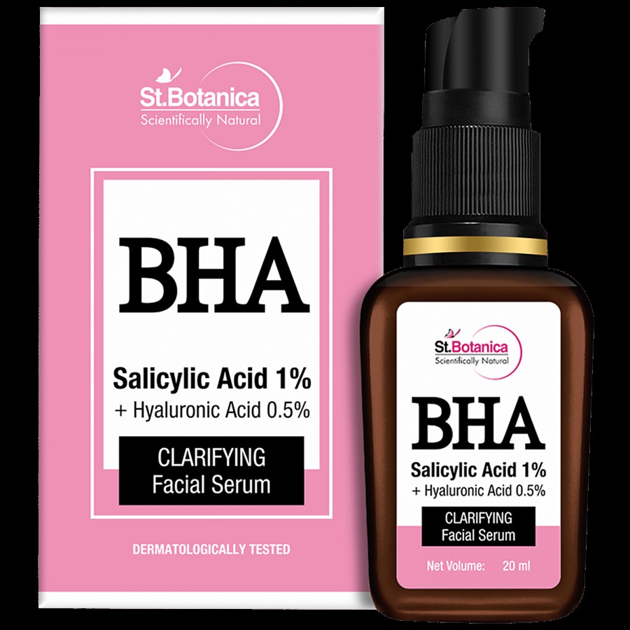 StBotanica Salicylic Acid 1% + Hyaluronic Acid 0.5% Skin Clarifying Face Serum - For Clogged Pores