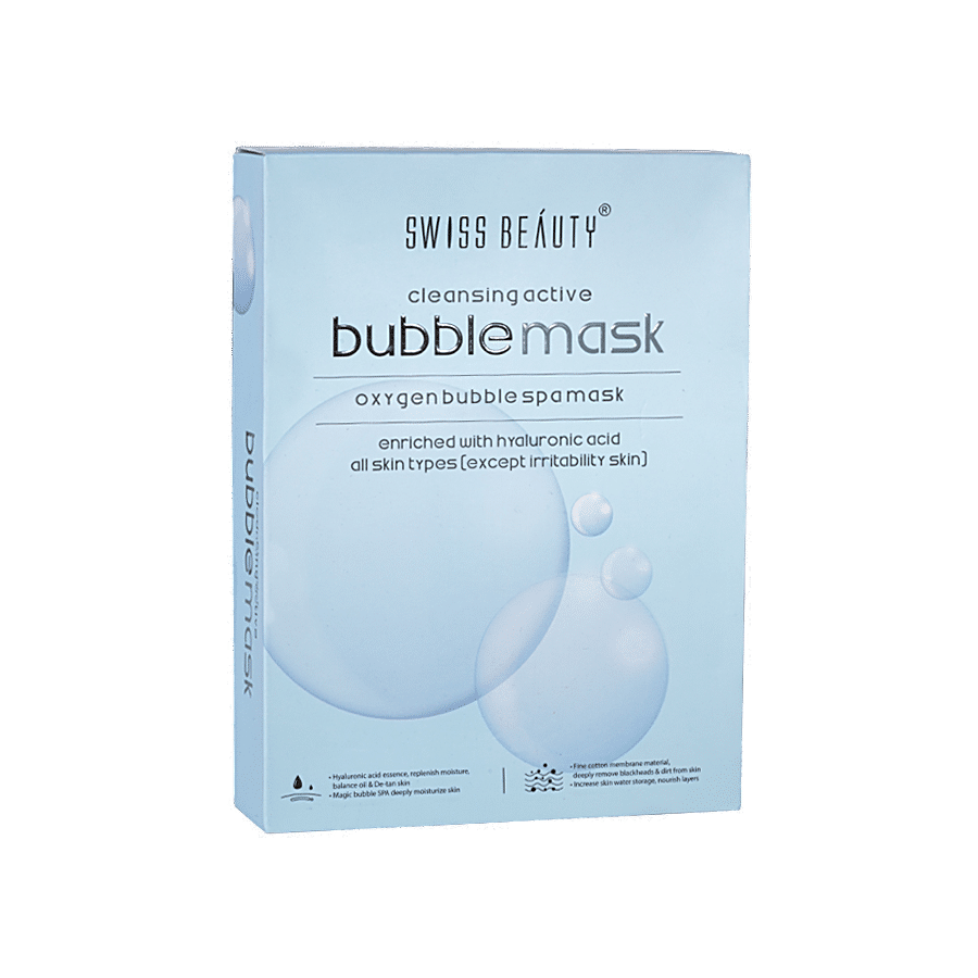 Swiss Beauty Cleansing Active Bubble Sheet Mask - Enriched With Hyaluronic Acid