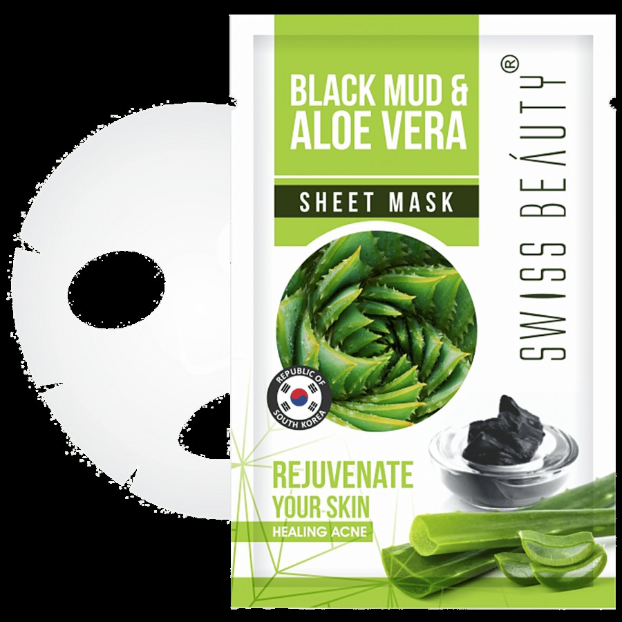 Swiss Beauty Sheet Mask - Black Mud & Aloe Vera