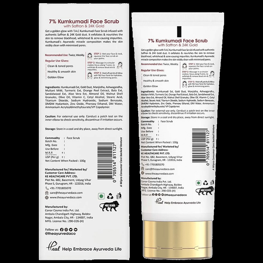 TAC - The Ayurveda Co. 7% Kumkumadi Face Scrub With Saffron & 24k Gold