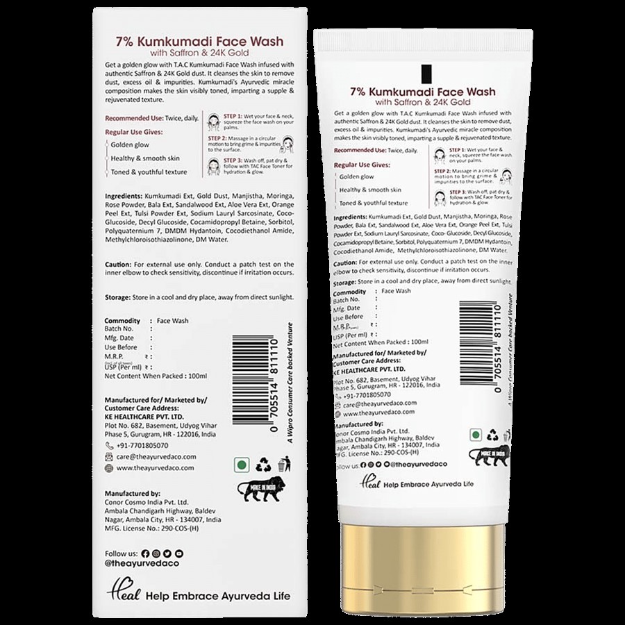 TAC - The Ayurveda Co. 7% Kumkumadi Face Wash With Saffron & 24k Gold