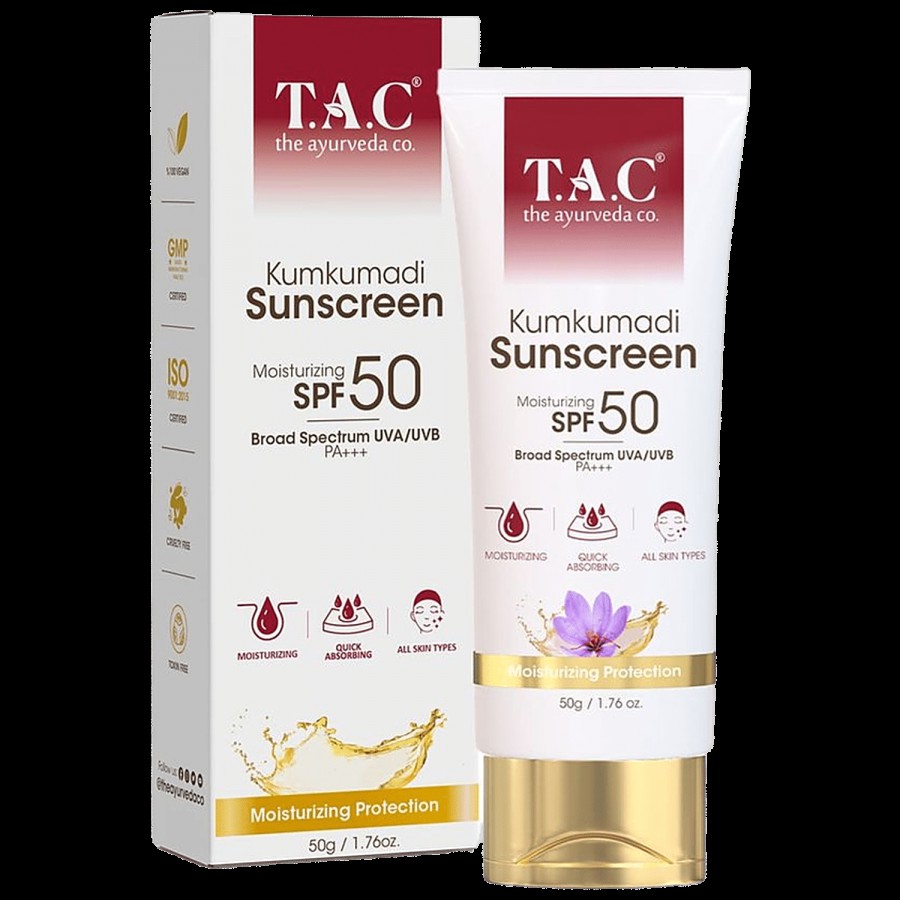 TAC - The Ayurveda Co. Kumkumadi Sunscreen With SPF 50 UVA/UVB PA+++