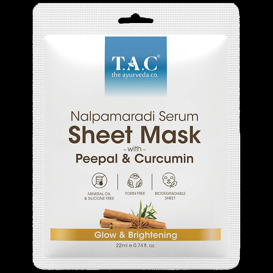 TAC - The Ayurveda Co. Nalpamaradi Serum Sheet Mask With Peepal & Curcumin