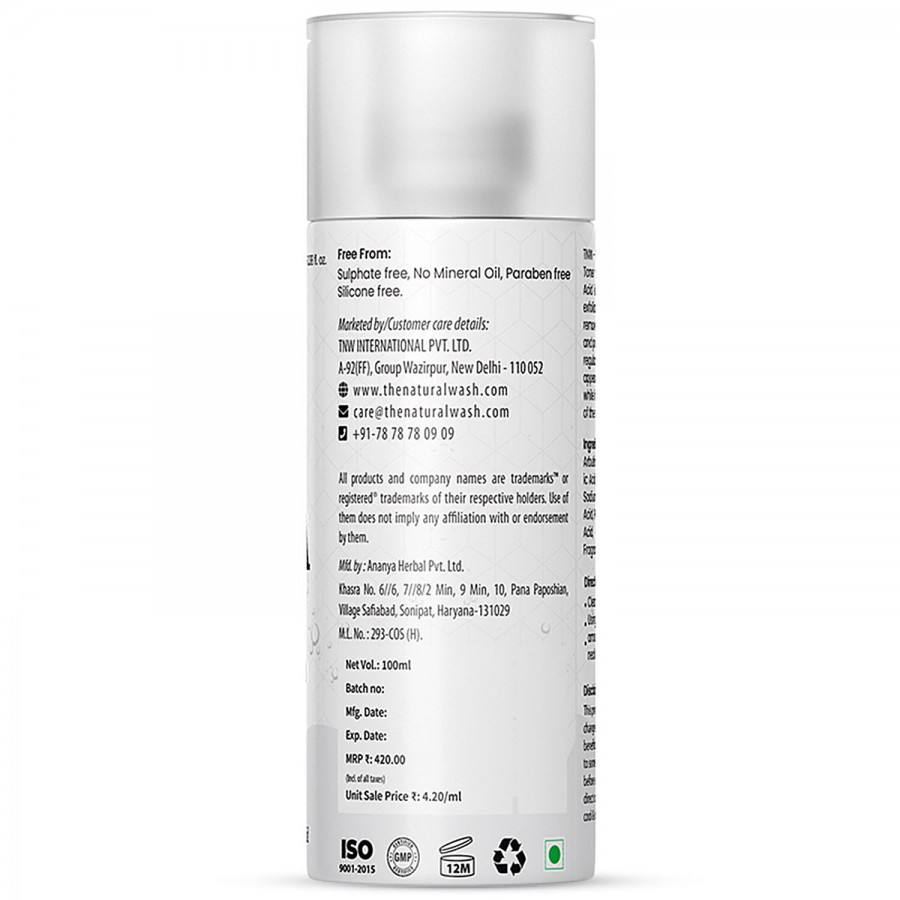 TNW-The Natural Wash Clarifying AHA Toner - 5% Glycolic Acid & Lactic Acid