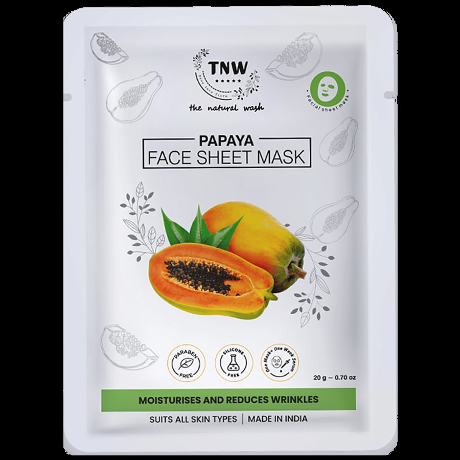 TNW-The Natural Wash Papaya Face Sheet Mask - Reduces Wrinkles & Moisturises