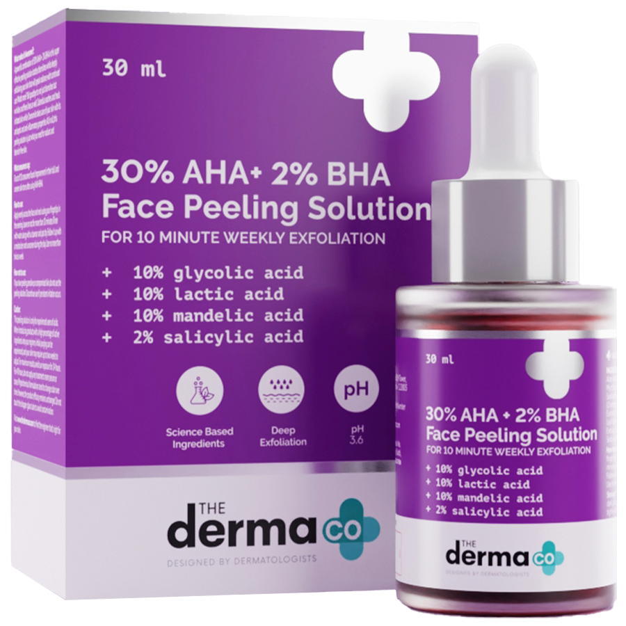 The Derma Co 30% AHA & 2% BHA Face Peeling Solution - For 10 Minutes Weekly Exfoliation