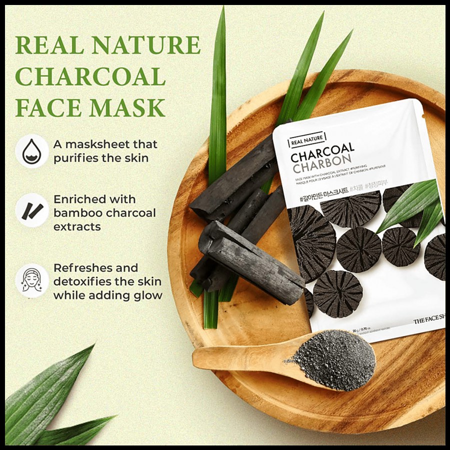 The Face Shop Real Nature Charcoal Face Mask - Detoxifies