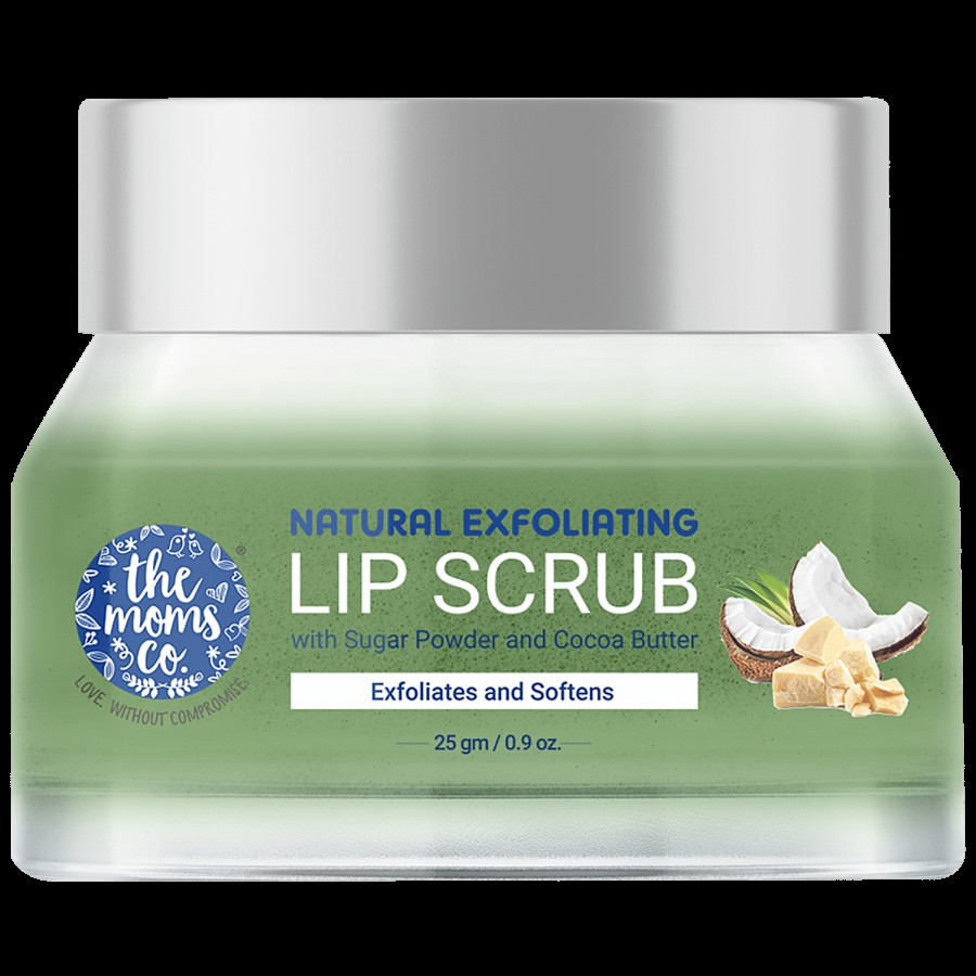 The Moms Co Natural Exfoliating Lip Scrub - Sugar Powder & Cocoa Butter