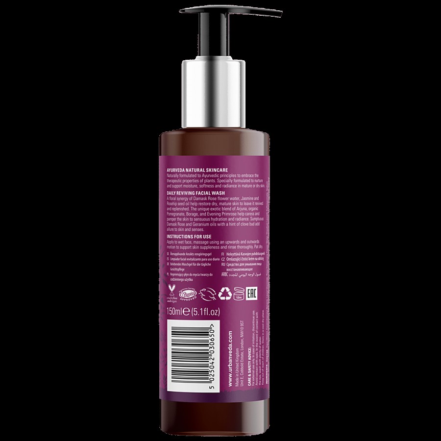 Urban Veda Reviving Ayurvedic Daily Facial Wash - Rose + Botanics