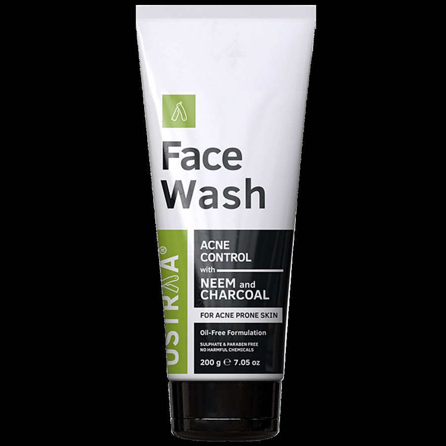 Ustraa Acne Control Men's Face Wash - Neem & Charcoal