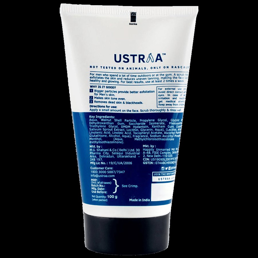 Ustraa Face Scrub For Men - De Tan With Walnut Granules