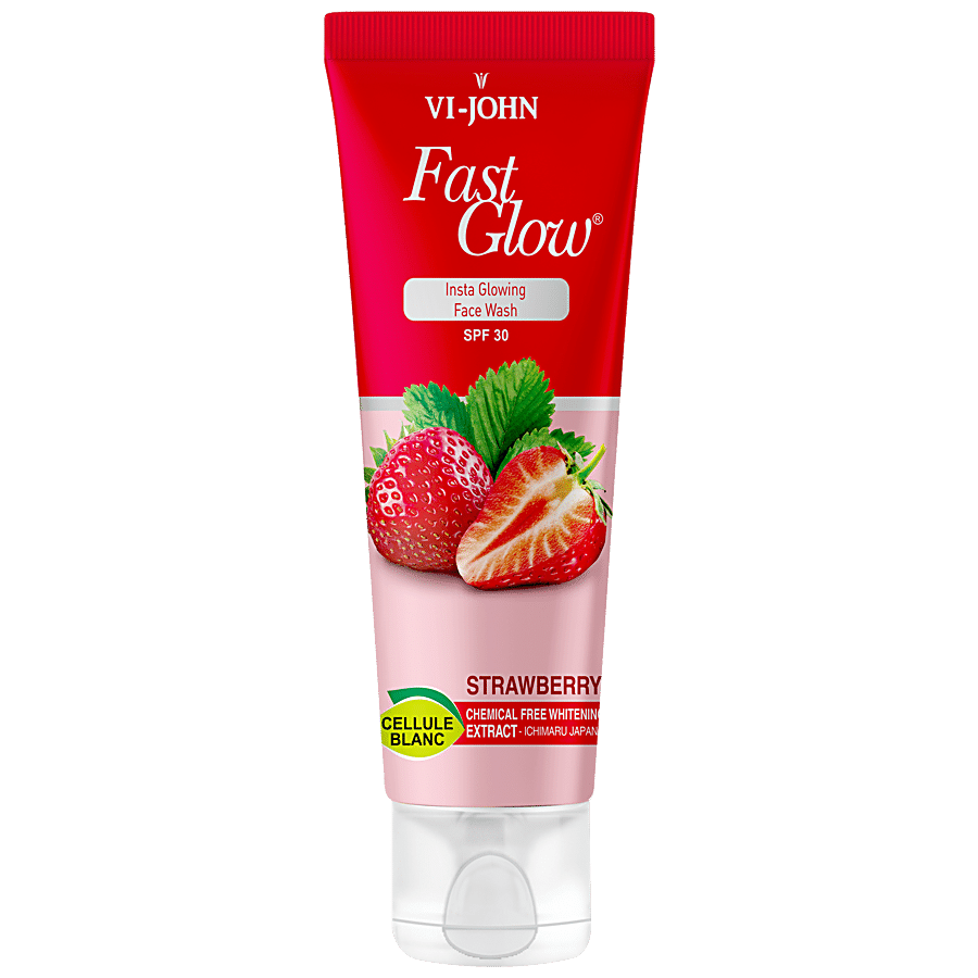 VI-JOHN  Fast Glow Strawberry Face Wash SPF 30 - Chemical Free Whitening Extract