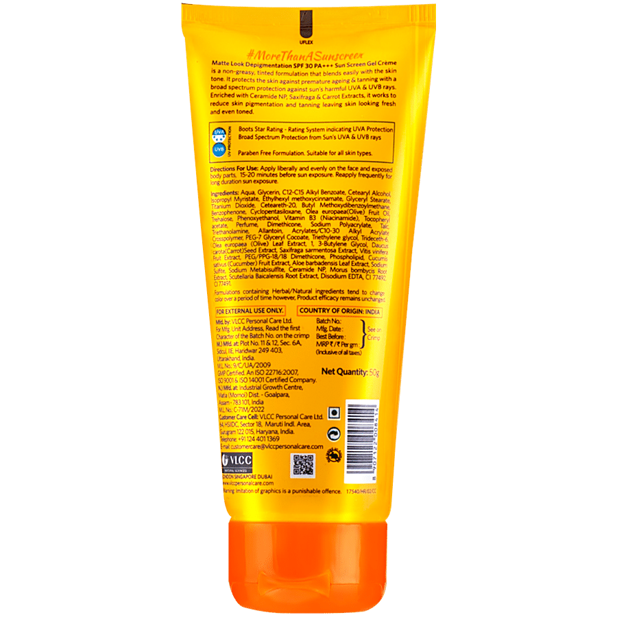 VLCC Matte Depigmentation Look SPF 30 Sunscreen Gel Cream