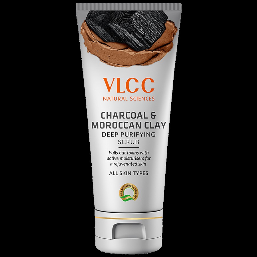 VLCC Charcoal & Moroccan Clay Deep Purifying Scrub - Exfoliates & Removes Impurities