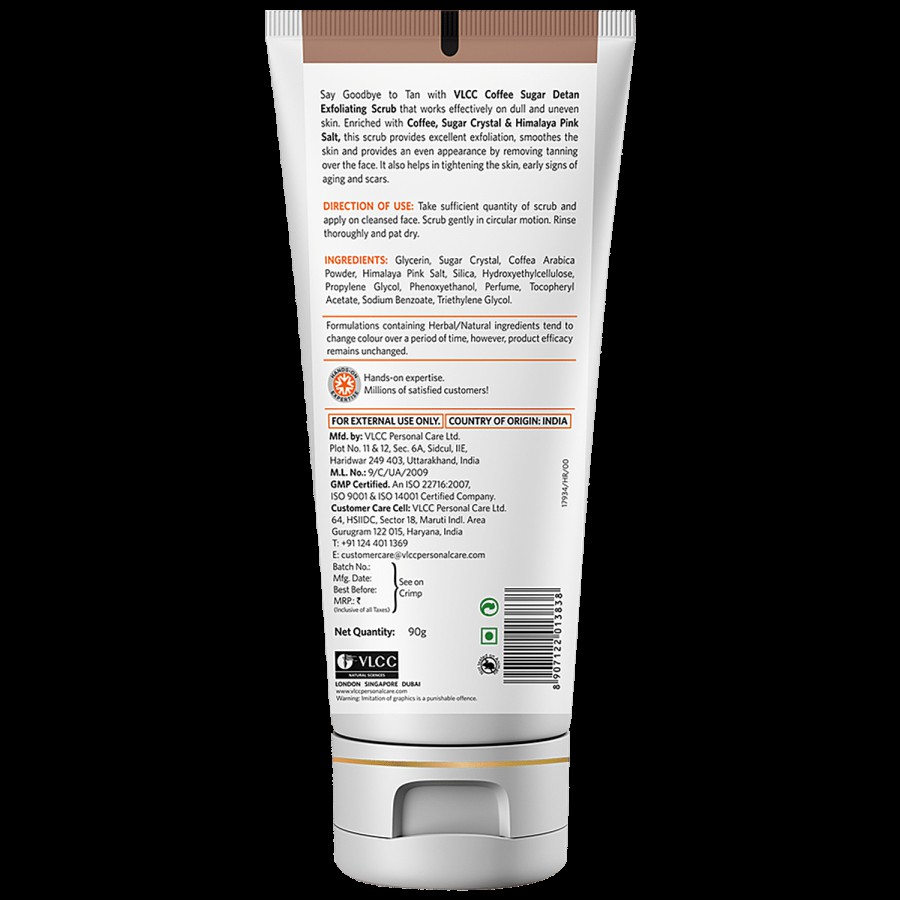 VLCC Coffee Sugar De Tan Exfoliating Scrub - Smoothens The Skin