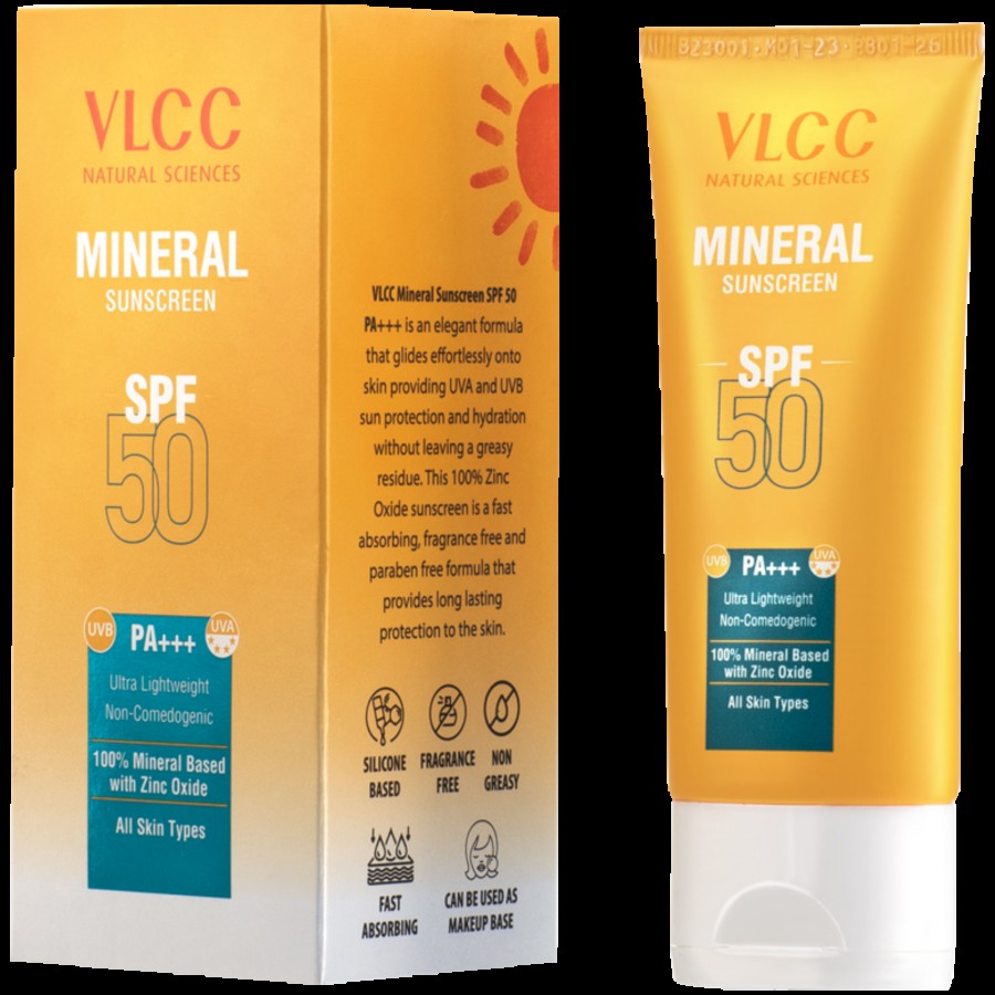 VLCC Mineral Sunscreen SPF 50 PA+++ Ultra Lightweight Non-Comedogenic