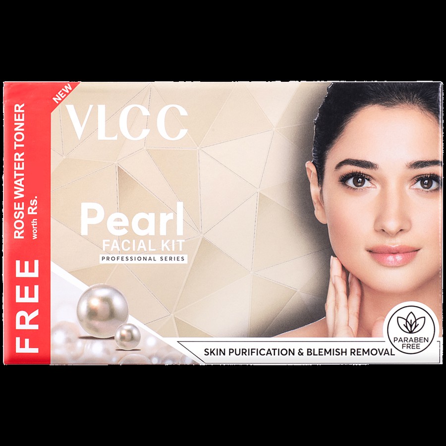 VLCC Pearl Facial Kit with Free Rose Water Toner For Bright skin