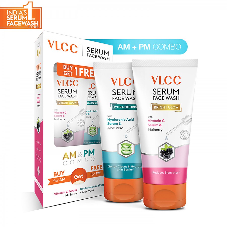 VLCC Vitamin C & Mulberry Serum Facewash With Free Hyaluronic Acid & Aloe Vera Serum Facewash - B1G1