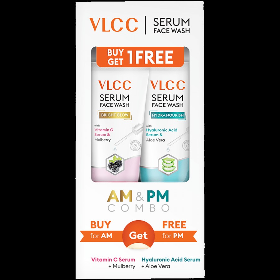 VLCC Vitamin C & Mulberry Serum Facewash With Free Hyaluronic Acid & Aloe Vera Serum Facewash - B1G1