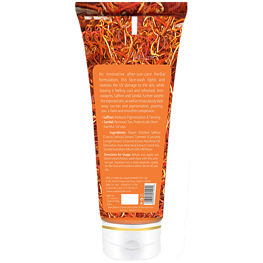 Vaadi Sun Shield Skin Whitening Saffron Face Wash - With Sandal Extract