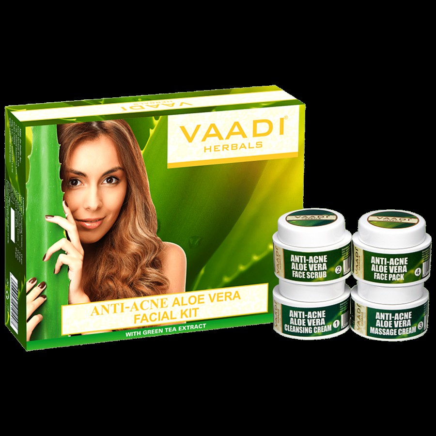 Vaadi Anti-Acne Aloe Vera Facial Kit With Green Tea Extract - Helps Detoxify