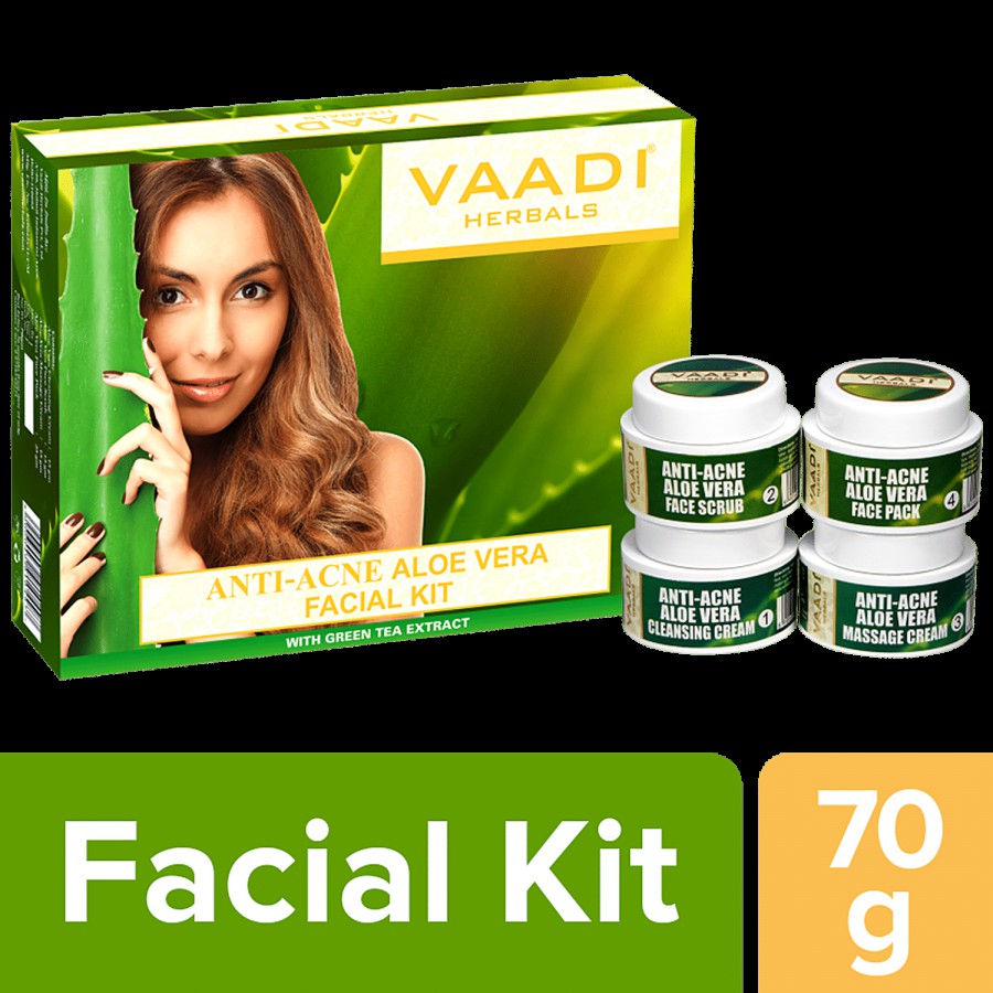 Vaadi Anti-Acne Aloe Vera Facial Kit With Green Tea Extract - Helps Detoxify