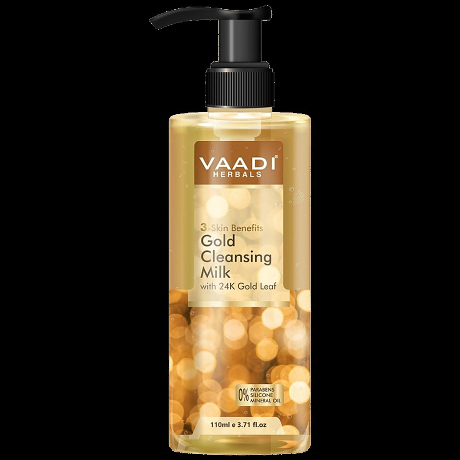 Vaadi Cleansing Milk With 24k Gold Leaf - Provides 3-Skin Benefits