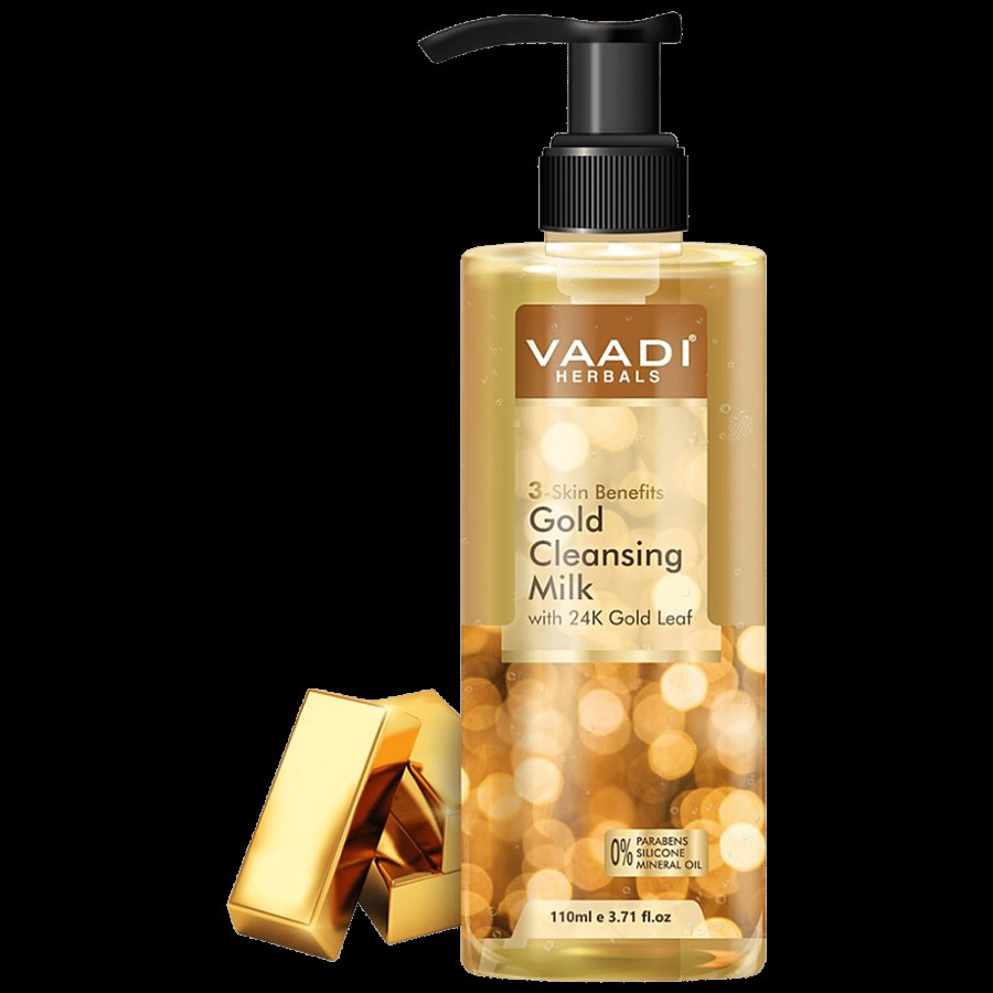 Vaadi Cleansing Milk With 24k Gold Leaf - Provides 3-Skin Benefits