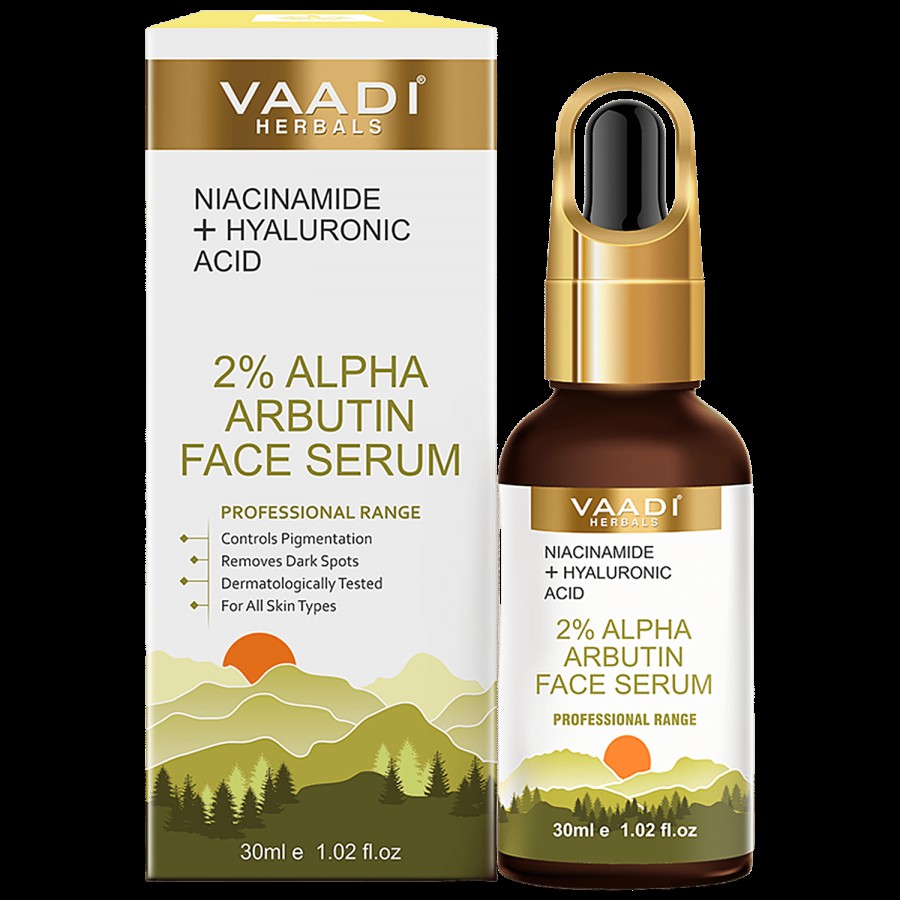 Vaadi Herbals 2% Alpha Arbutin Face Serum With Niacinamide & Hyaluronic Acid - Removes Dark Spots