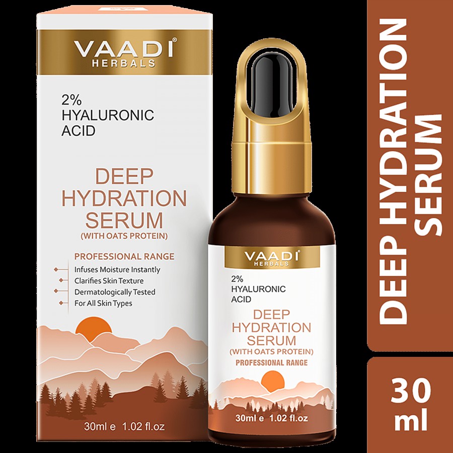 Vaadi Herbals Deep Hydration Serum With 2% Hyaluronic Acid & Oats Protein Clarifies Skin Texture