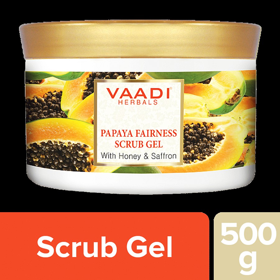 Vaadi Papaya Fairness Scrub Gel With Honey & Saffron - Removes Dead Skin