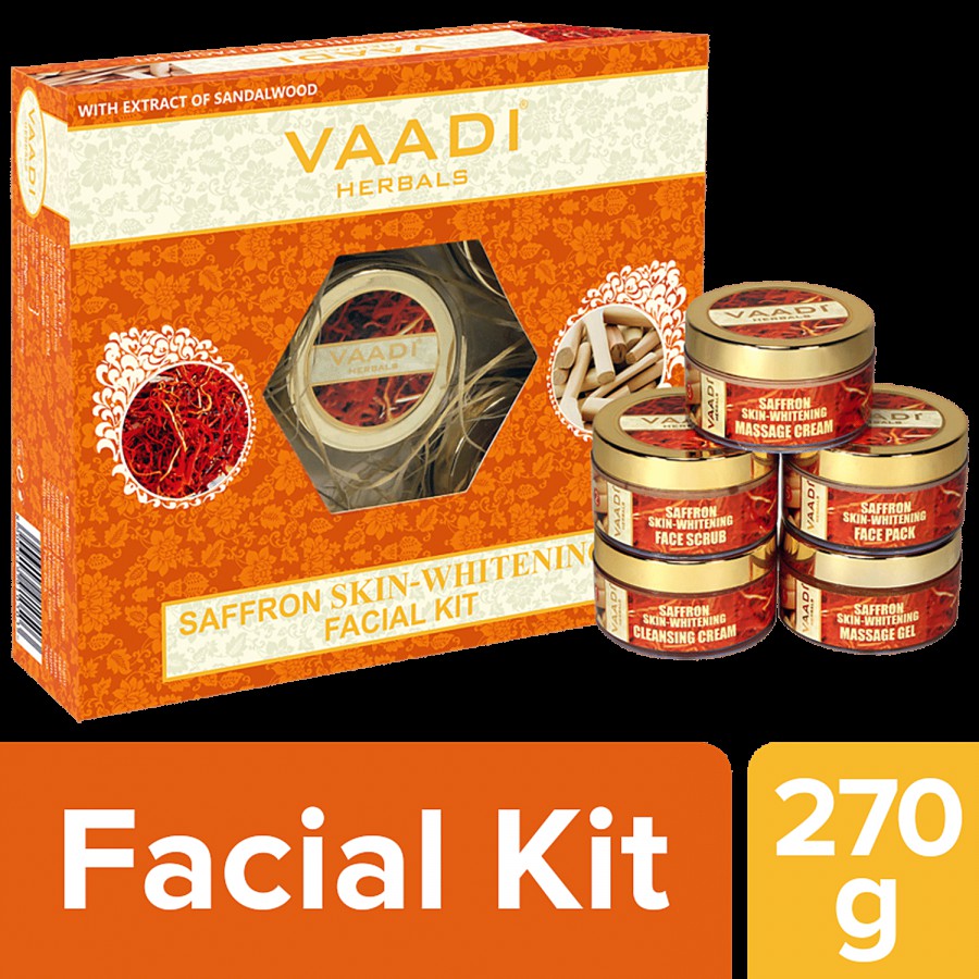 Vaadi Saffron Skin-Whitening Facial Kit With Sandalwood Extract - Reduces Spots