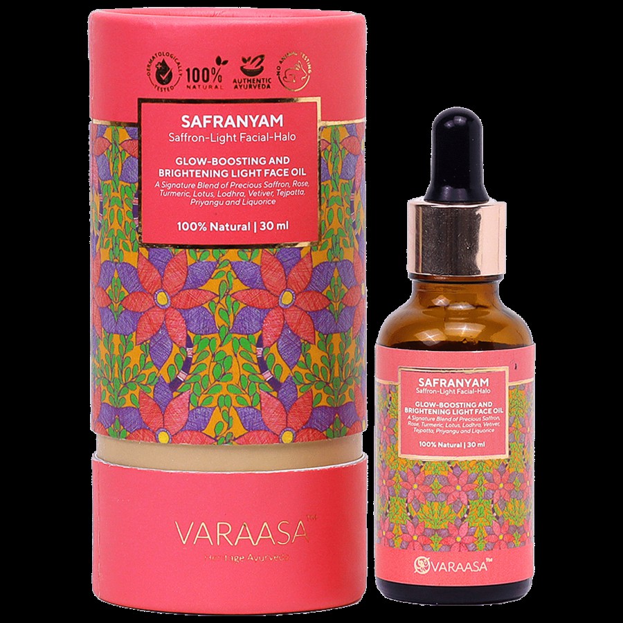 Varaasa Safranyam Saffron Light Facial Halo - Glow Boosting & Brightening Face Oil