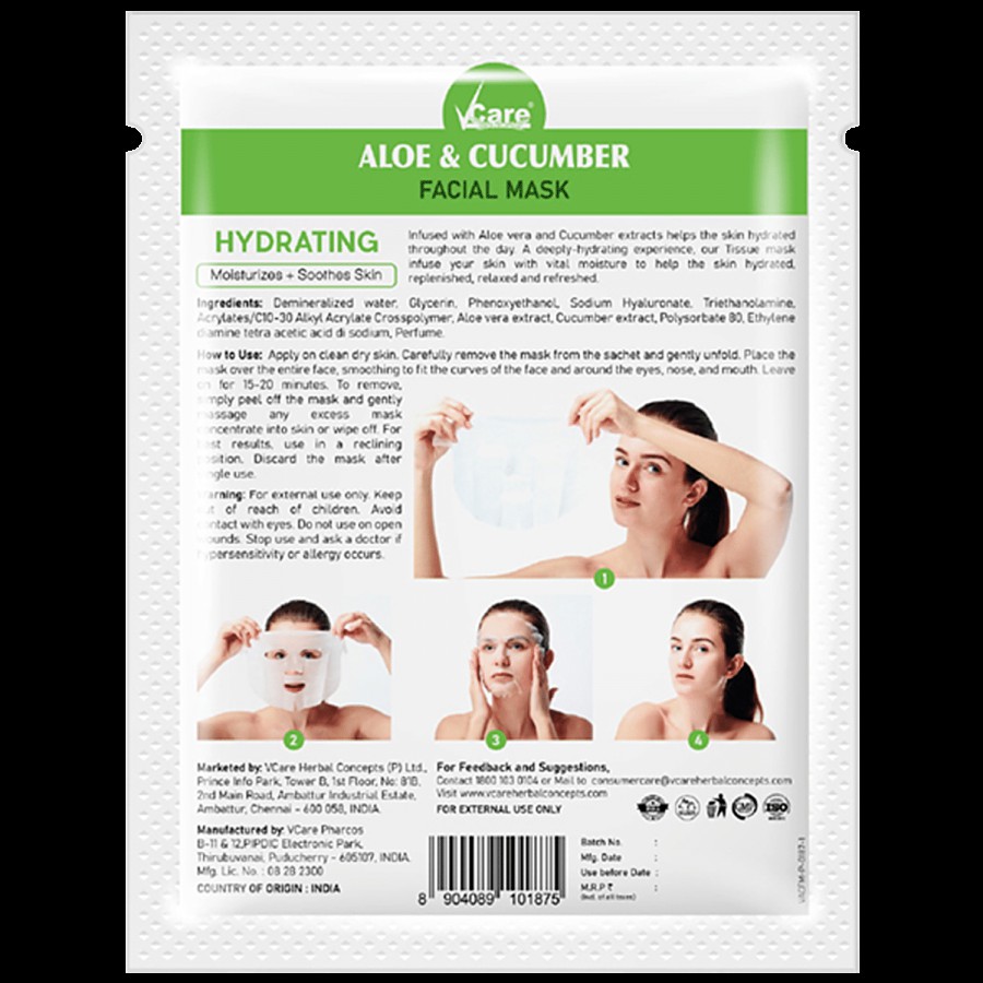 Vcare  Facial Mask - With Aloe & Cucumber