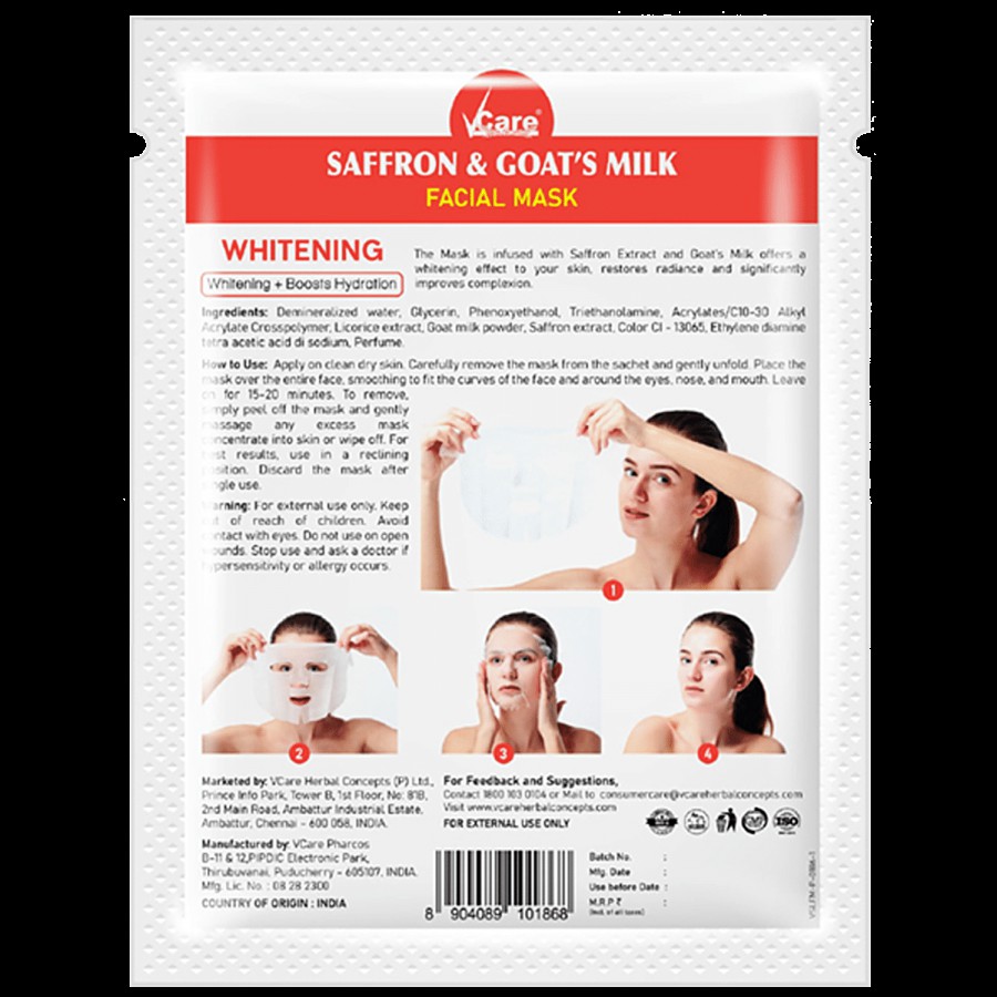 Vcare  Facial Mask - With Saffron & Goat’s Milk