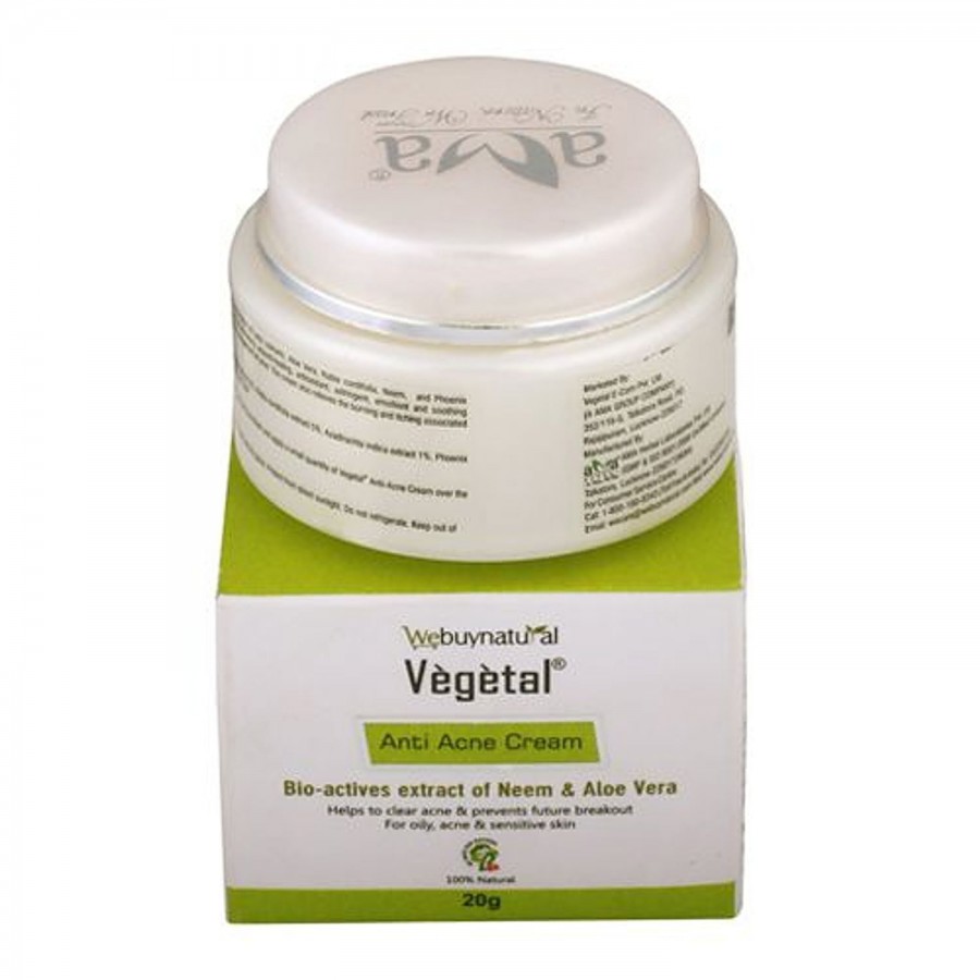 Vegetal Anti-Acne Cream - Bio-actives Extract of Neem & Aloevera