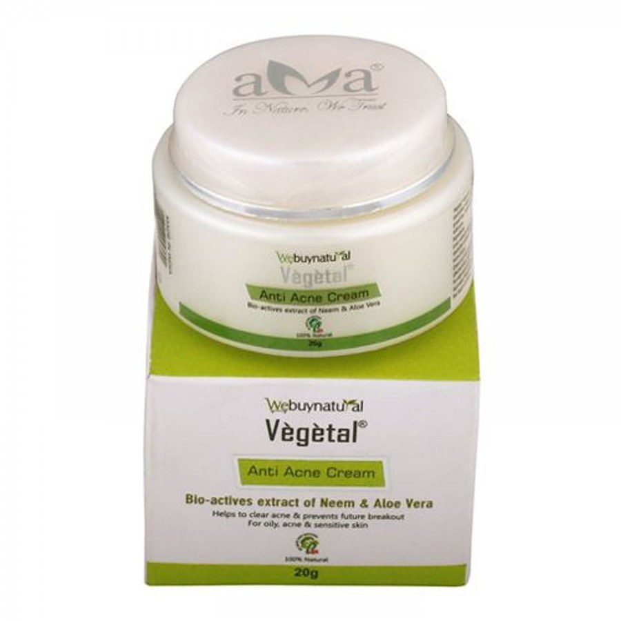 Vegetal Anti-Acne Cream - Bio-actives Extract of Neem & Aloevera