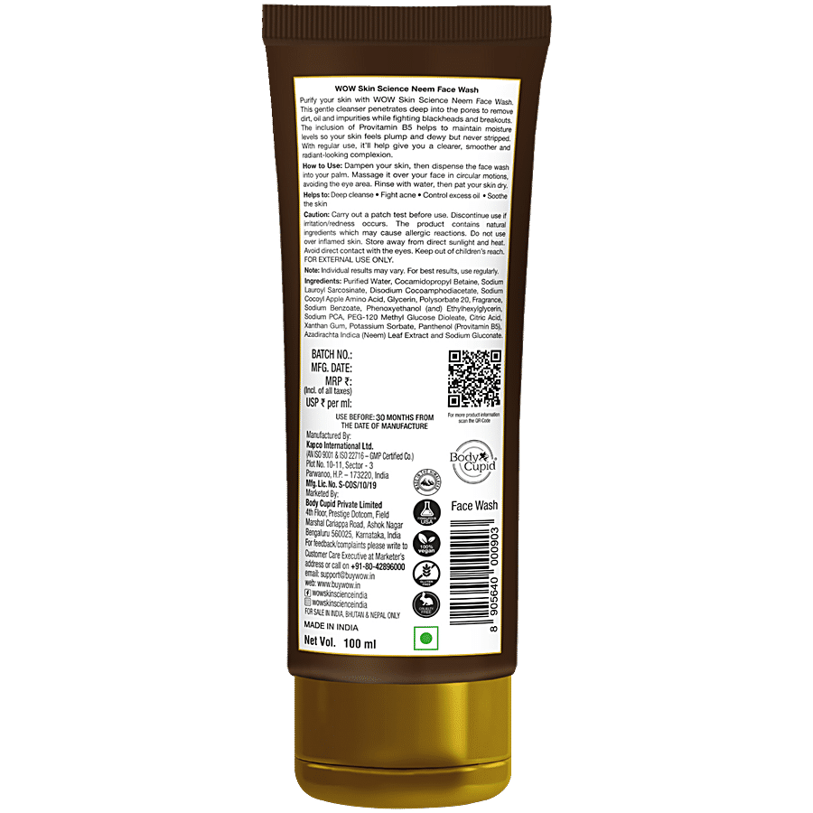 Wow Skin Science Neem Face Wash - Purifies Skin