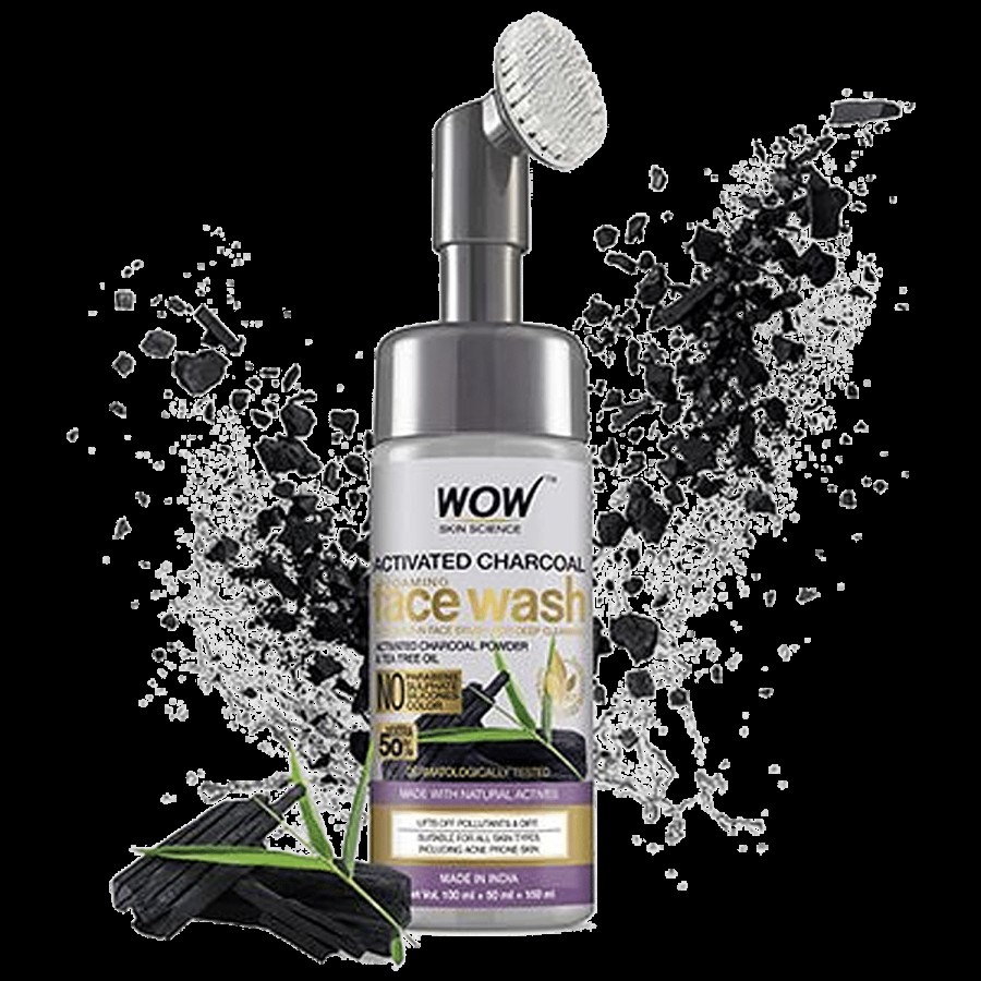 Wow Skin Science Activated Charcoal Foaming Face Wash - Tea Tree Oil