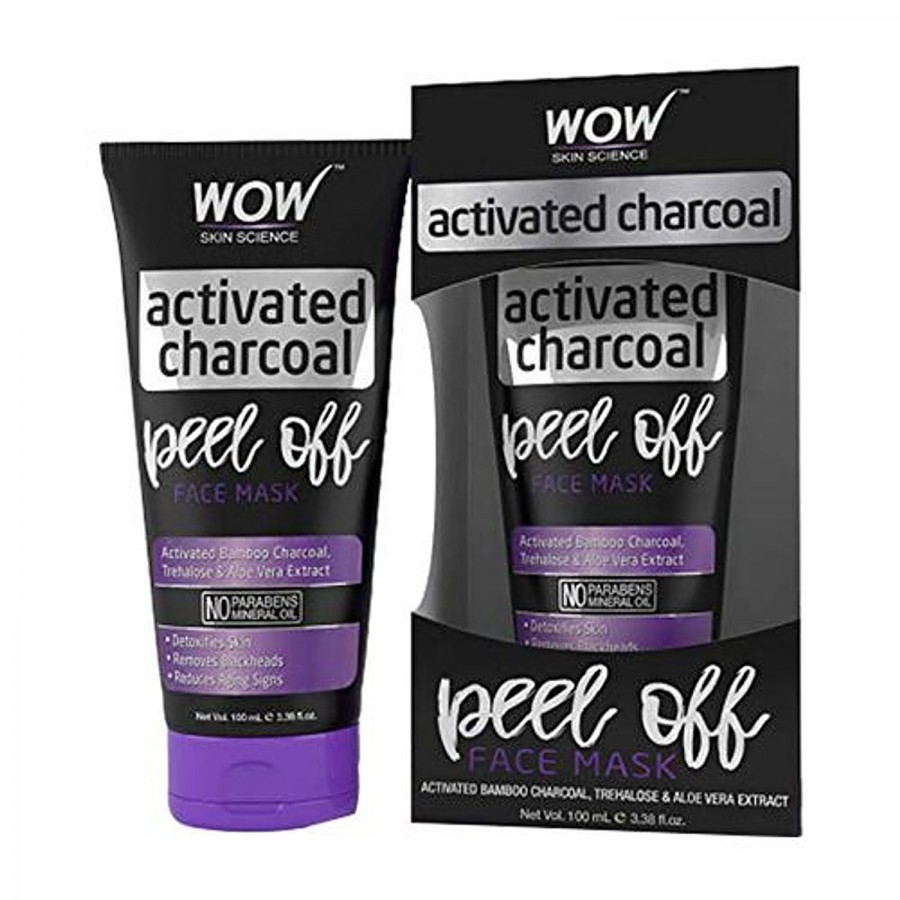 Wow Skin Science Activated Charcoal Peel Off Face Mask - Trehalose & Aloe Vera Extracts