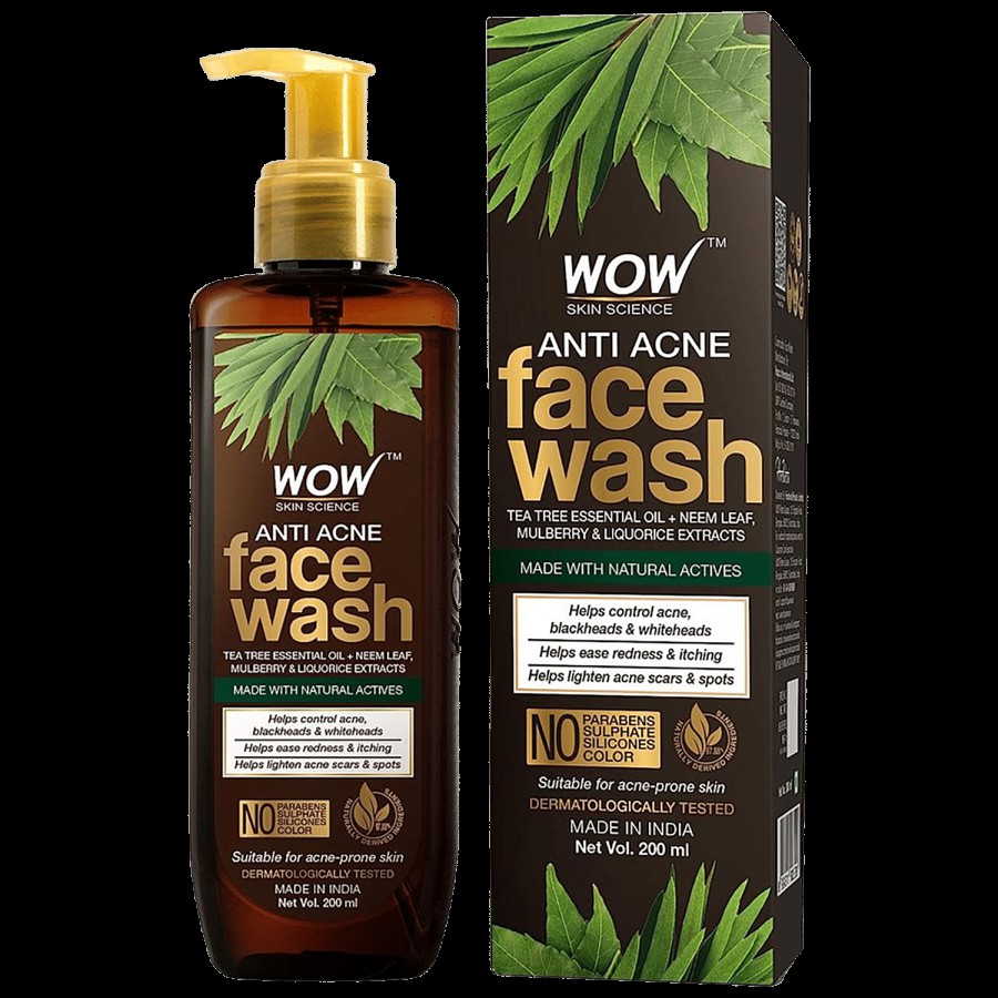 Wow Skin Science Anti-Acne-Face Wash - Controls Acne