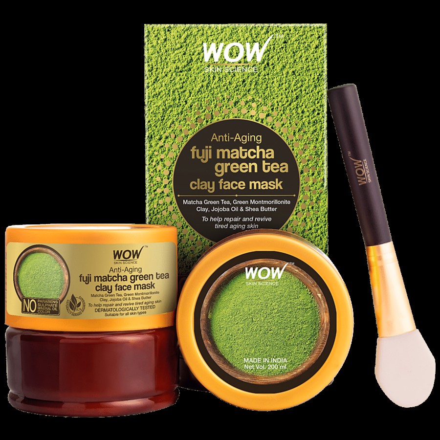 Wow Skin Science Anti-Aging Fuji Matcha Green Tea Clay Face Mask - Repairs Skin