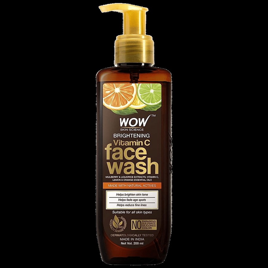 Wow Skin Science Brightening Vitamin C Face Wash - Reduces Fines Lines