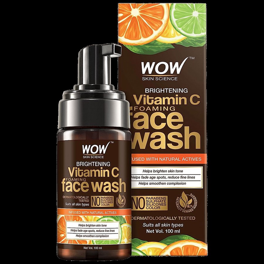 Wow Skin Science Brightening Vitamin C Foaming Face Wash - Reduces Fine Lines