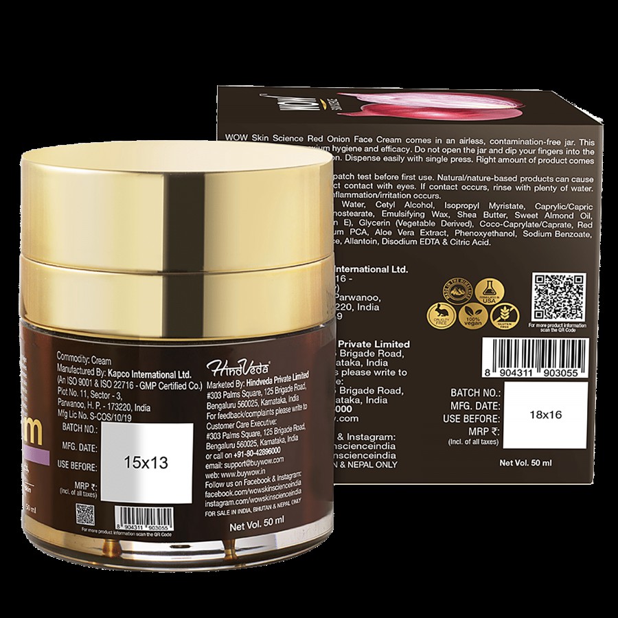 Wow Skin Science Red Onion Face Cream - Aloe Leaf Extract