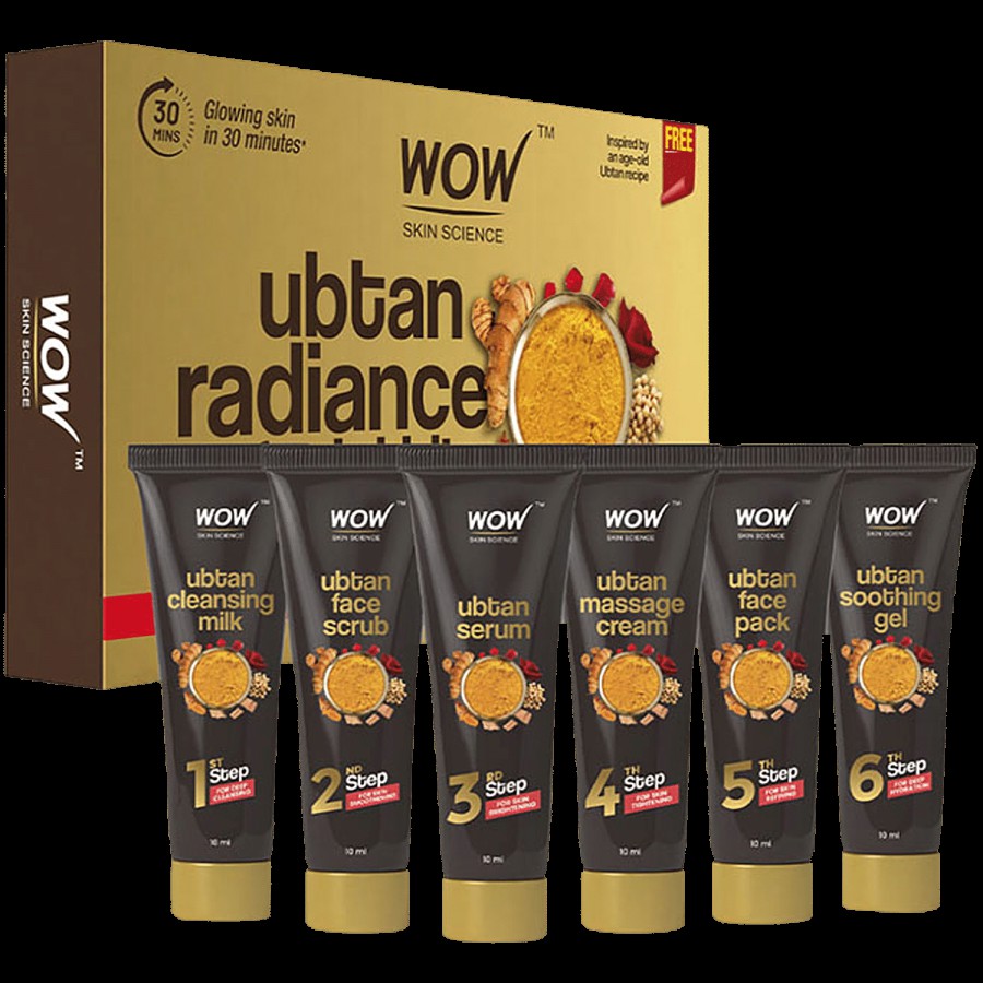 Wow Skin Science Ubtan Radiance Facial Kit For Glowing Skin - Helps Remove Tan & Gives Radiant Skin