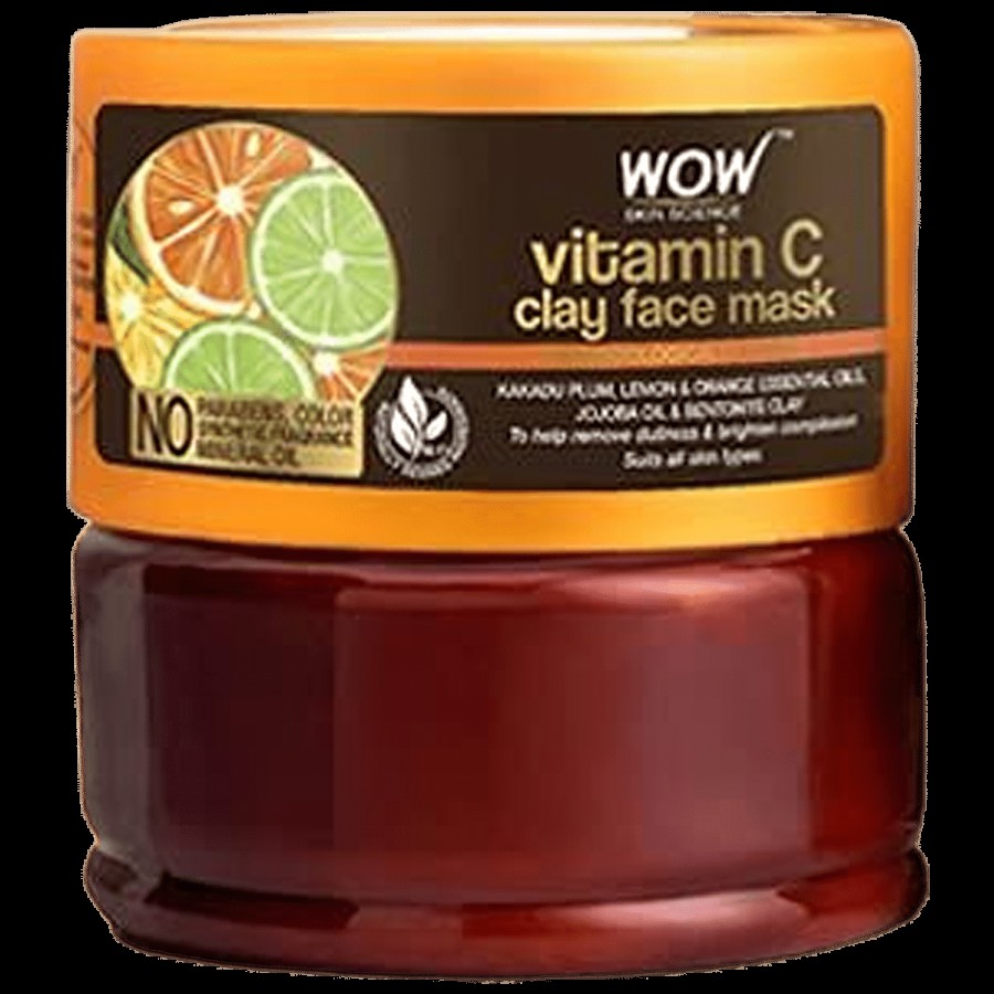 Wow Skin Science Vitamin C Glow Clay Face Mask - With Lemon & Orange Essential Oils