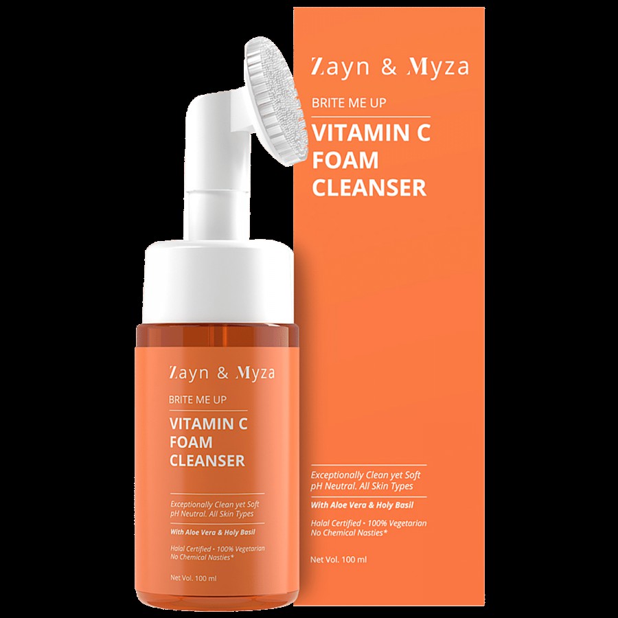 ZM Zayn & Myza Vitamin C Foaming Cleanser - With Built-In Deep Cleansing Brush