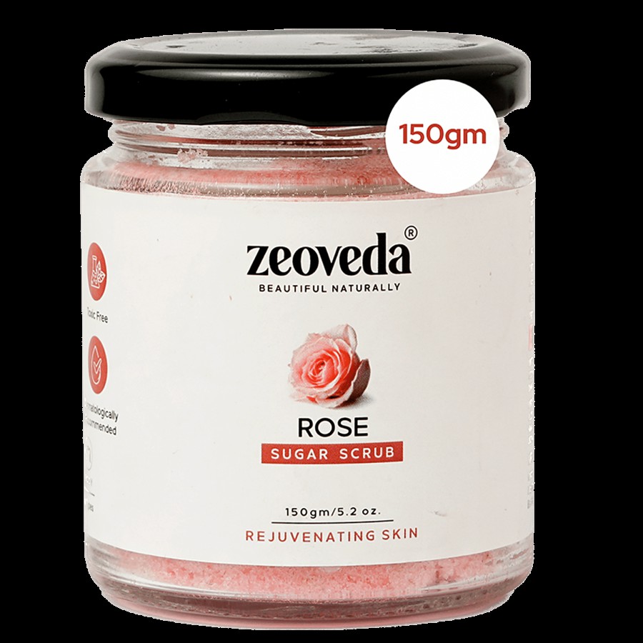 Zeoveda Natural Exfoliate Rose Sugar Scrub For Face & Body