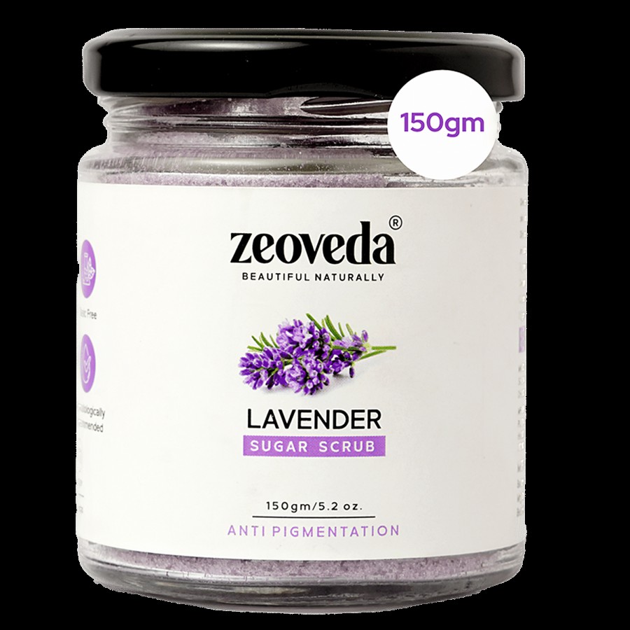 Zeoveda Natural Lavender Face & Body Sugar Scrub For Deep Exfoliation